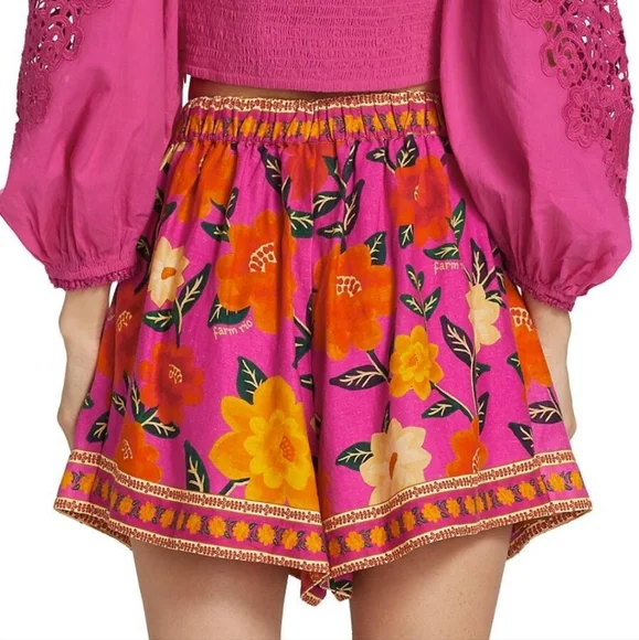 FARM Rio Pink and Orange Floral Women Shorts - Picture 3 of 12